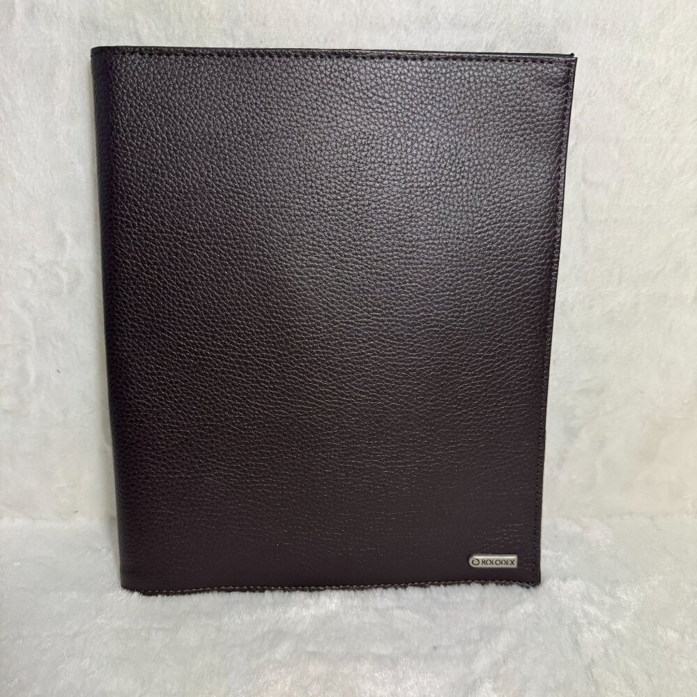 Rolodex Business Journal Interior Card Organizer & Pen Loop Brown Leather